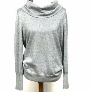 Chico's Sweater Metallic Sparkle Foldover Collar